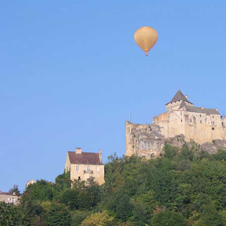 Hot Air Balloon over Castelnaud Castle